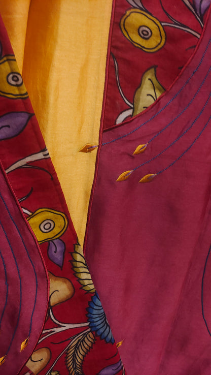 Semi Stitched Chanderi Kalamkari Short Tunic
