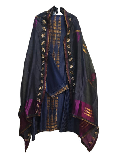 Semi Stitched Chanderi Formal Suitset