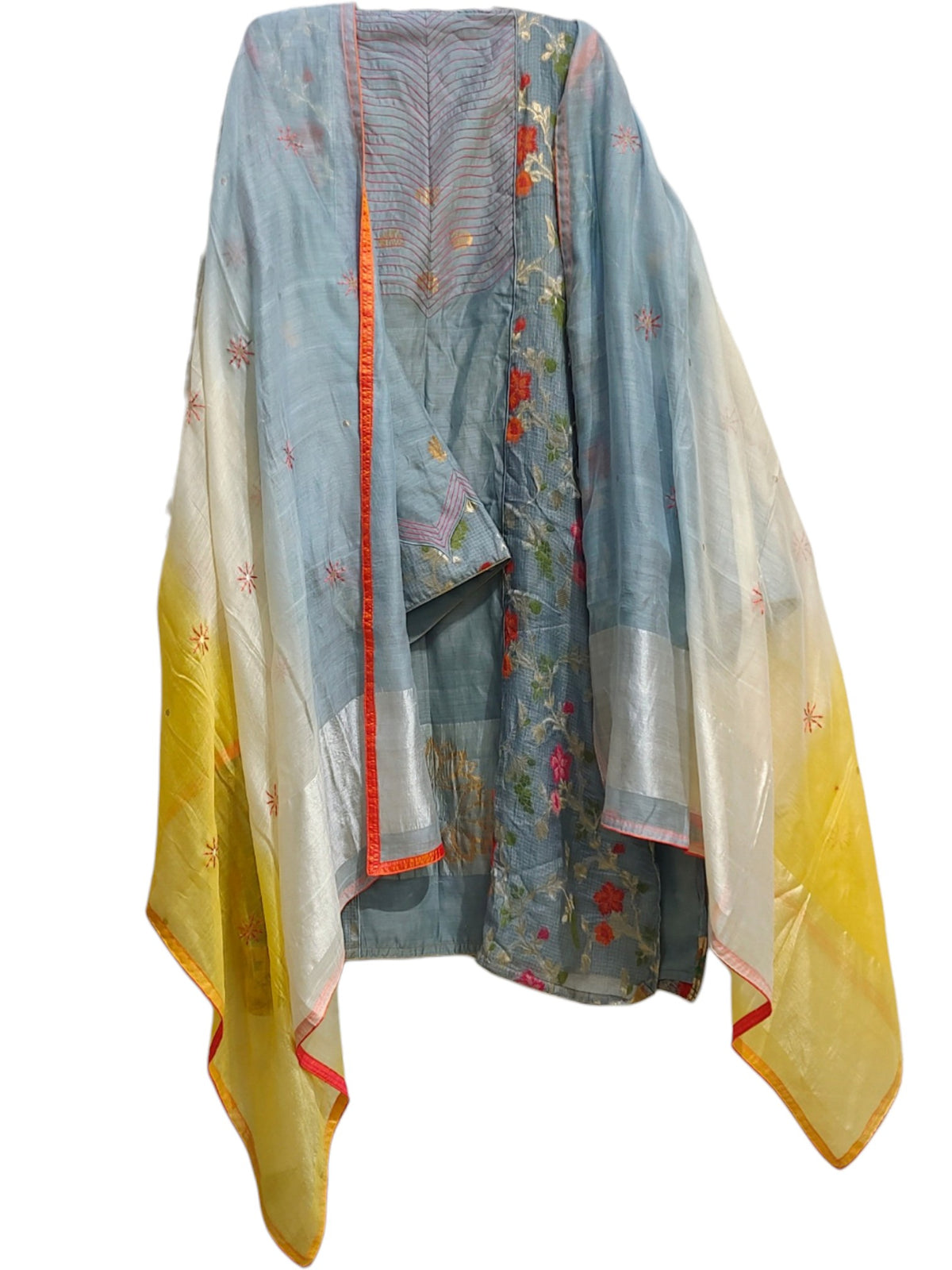 Semi Stitched Chanderi Formal Suitset