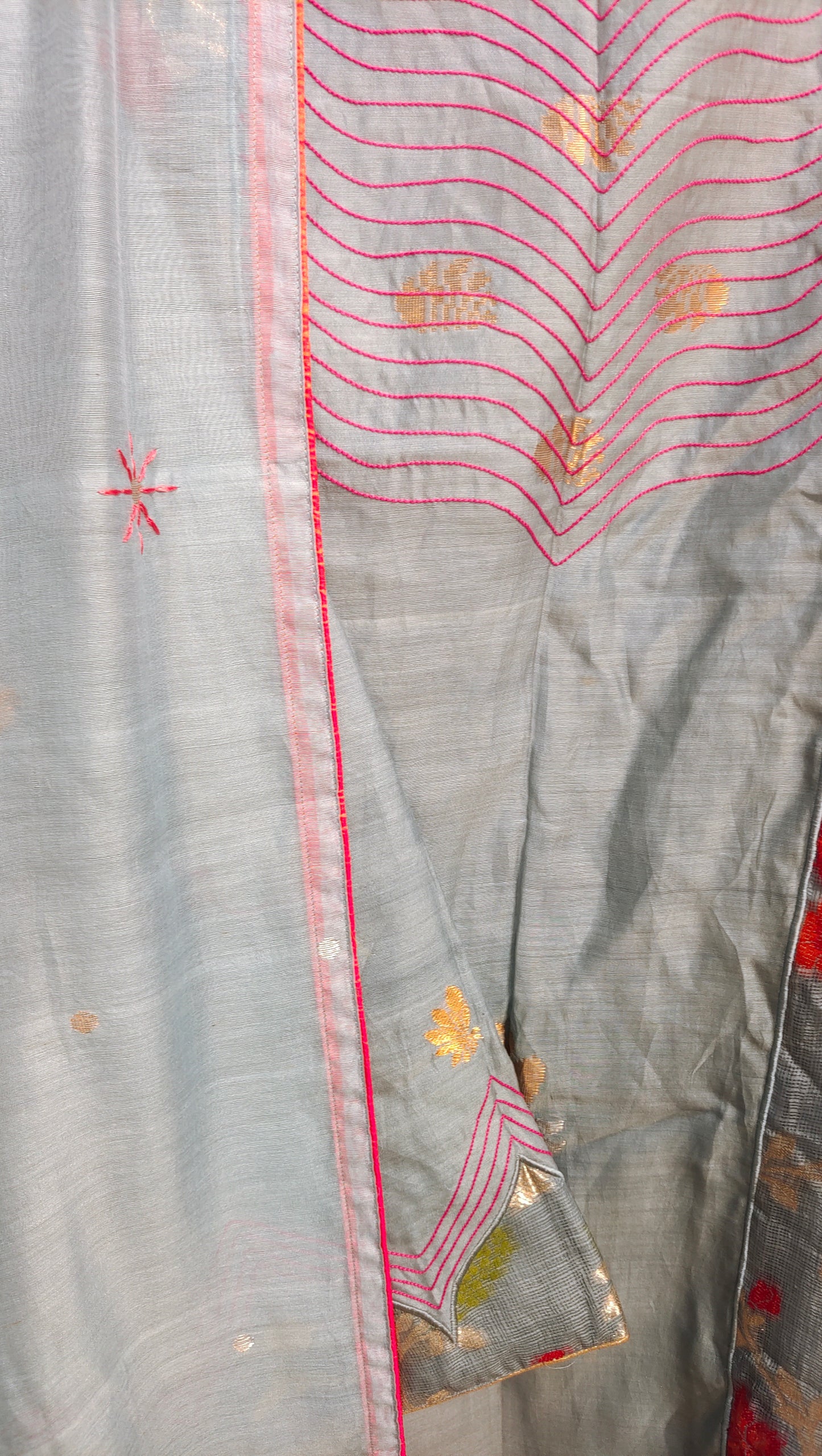 Semi Stitched Chanderi Formal Suitset