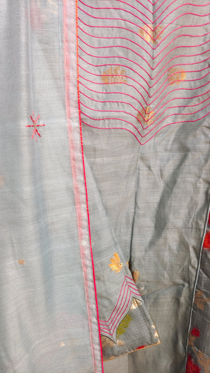 Semi Stitched Chanderi Formal Suitset