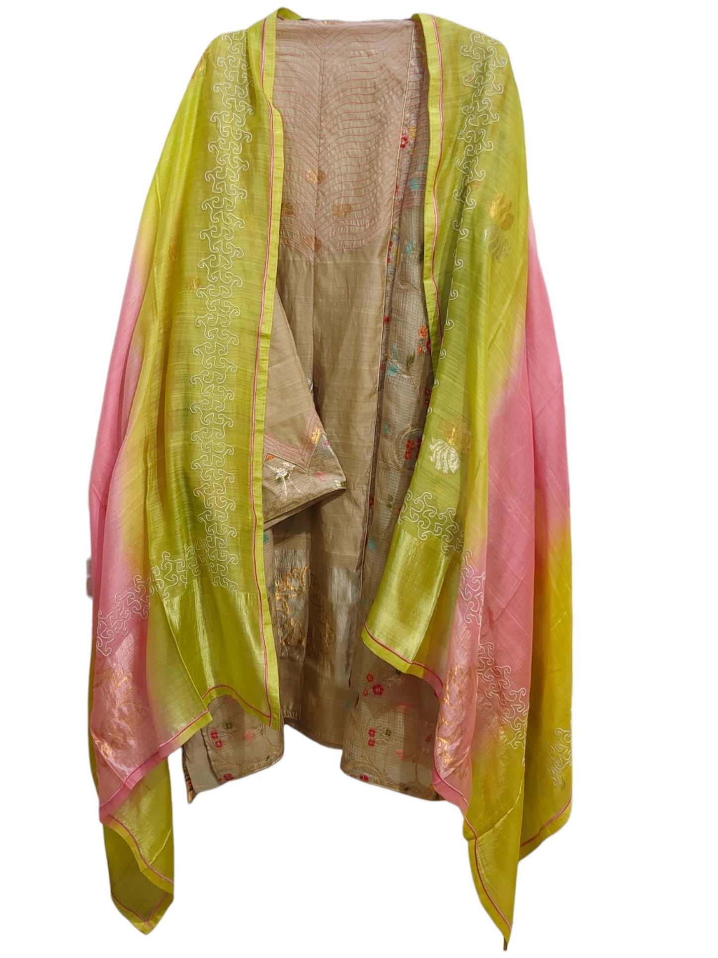 Semi Stitched Chanderi Formal Suitset