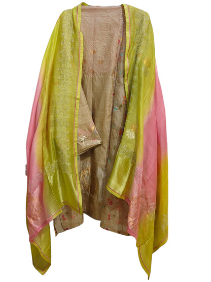Semi Stitched Chanderi Formal Suitset