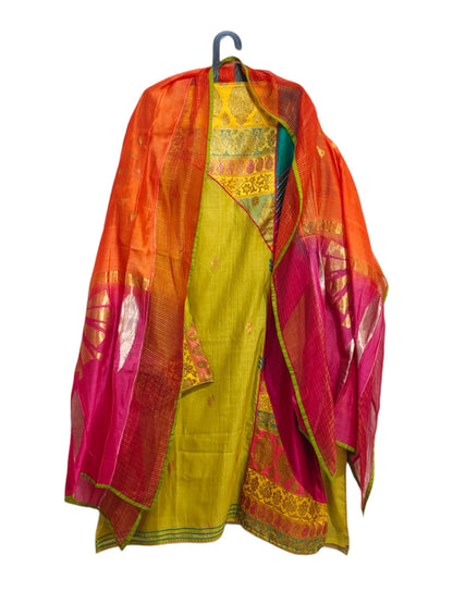 Semi Stitched Chanderi Formal Suitset
