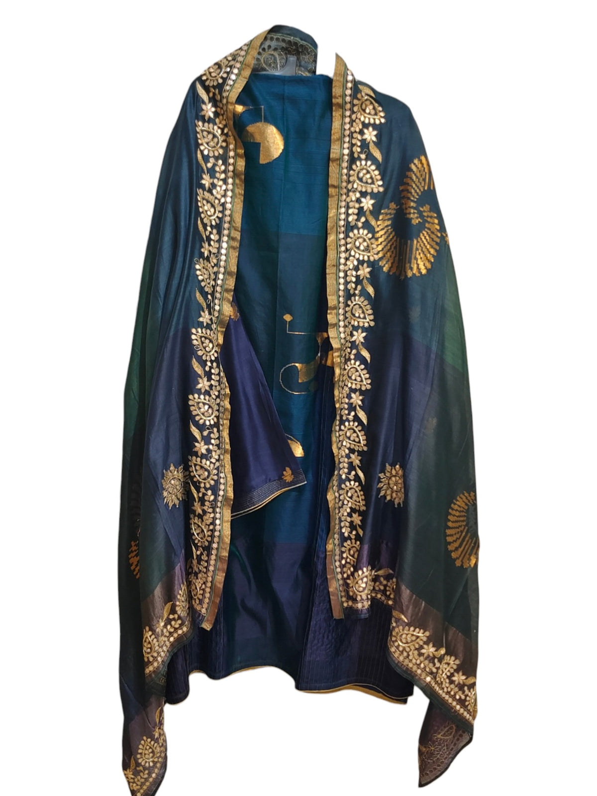 Semi Stitched Chanderi Formal Suitset