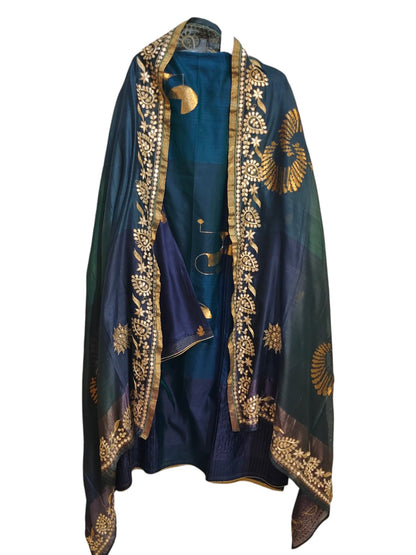 Semi Stitched Chanderi Formal Suitset
