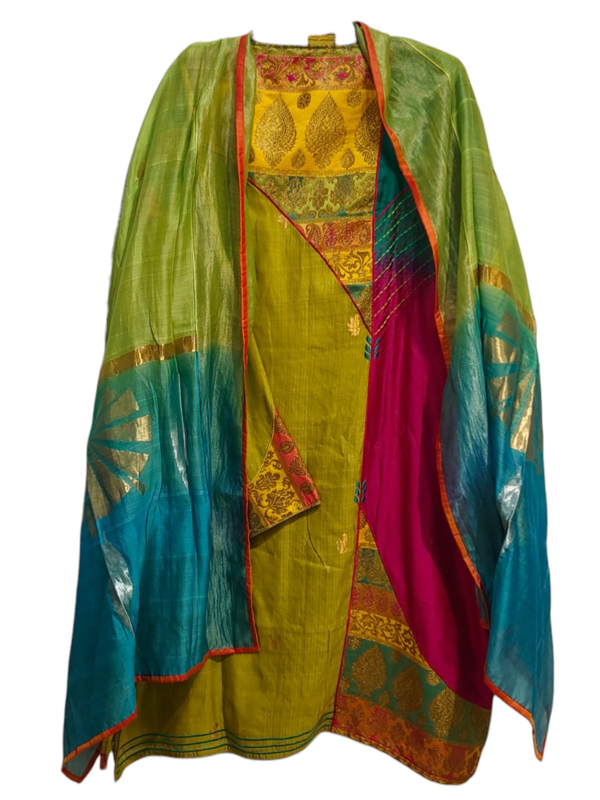 Semi Stitched Chanderi Formal Suitset