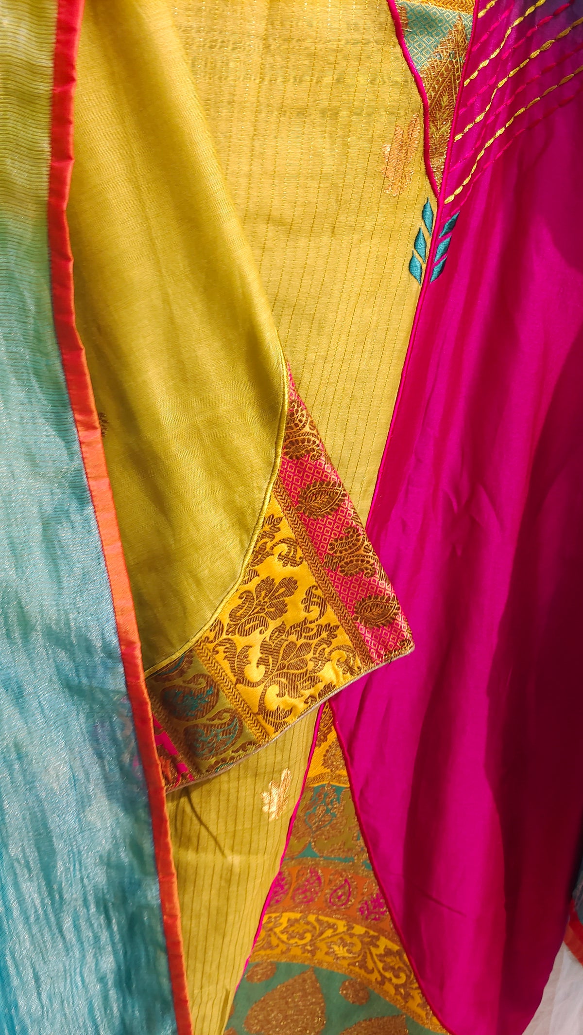 Semi Stitched Chanderi Formal Suitset