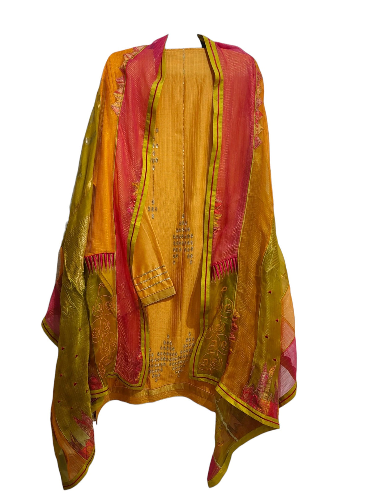 Semi Stitched Chanderi Formal Suitset