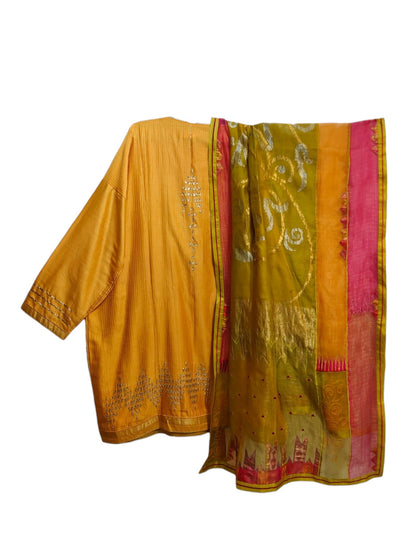 Semi Stitched Chanderi Formal Suitset