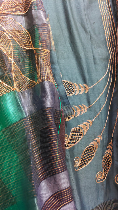 Semi Stitched Chanderi Formal Suitset