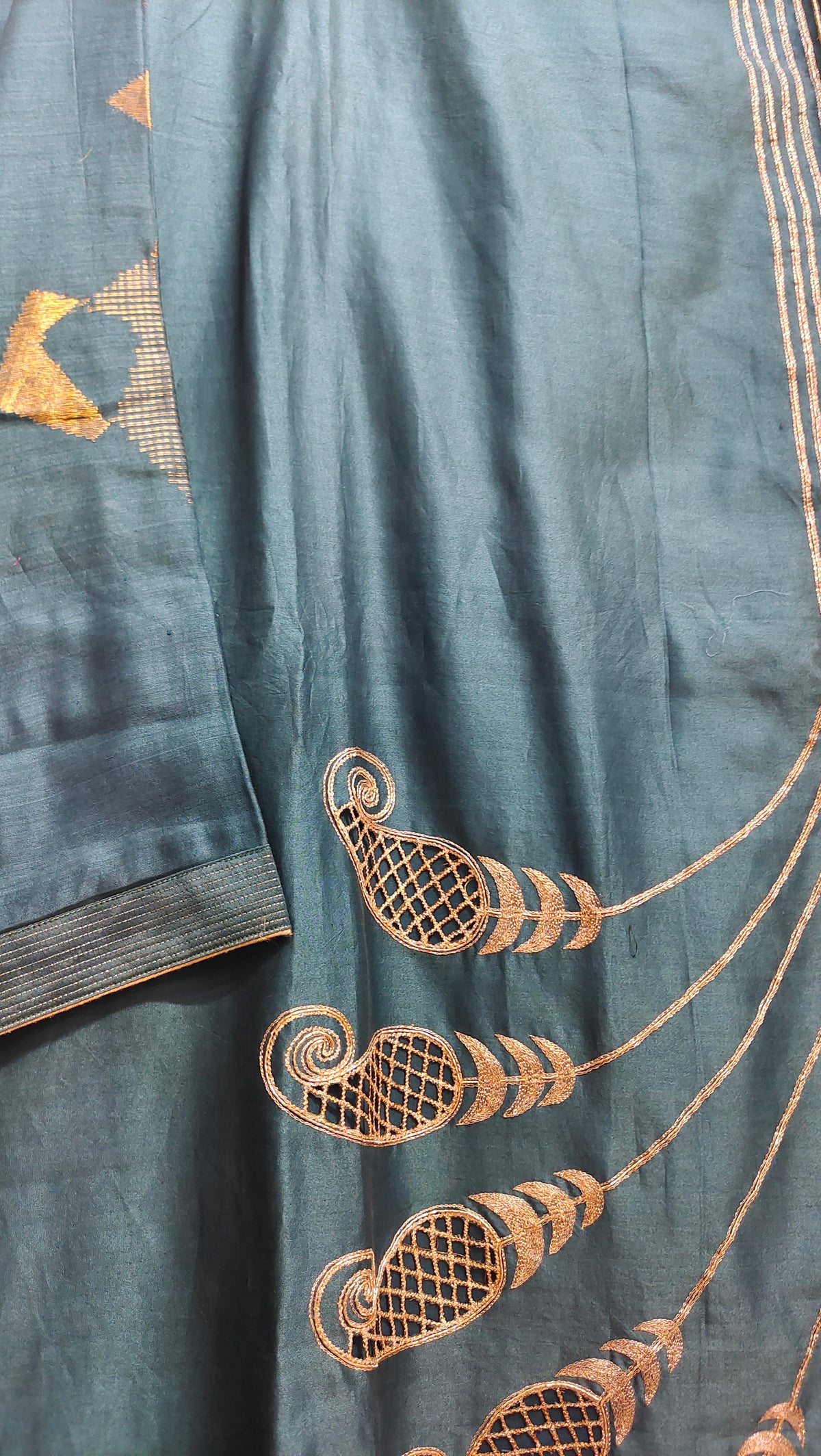 Semi Stitched Chanderi Formal Suitset