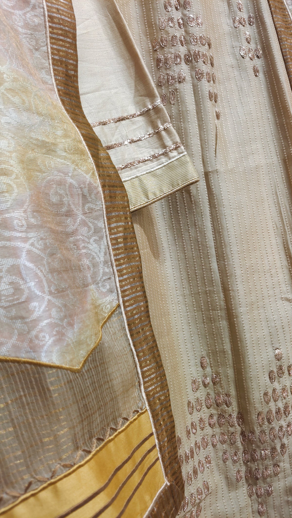 Semi Stitched Chanderi Formal Suitset