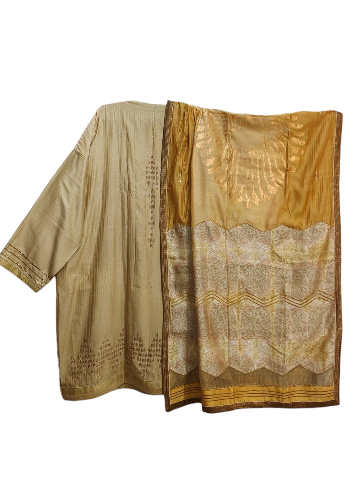 Semi Stitched Chanderi Formal Suitset