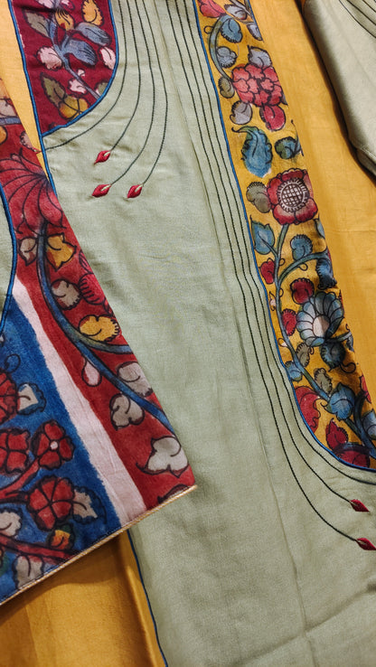 Semi Stitched Chanderi Formal Suitset