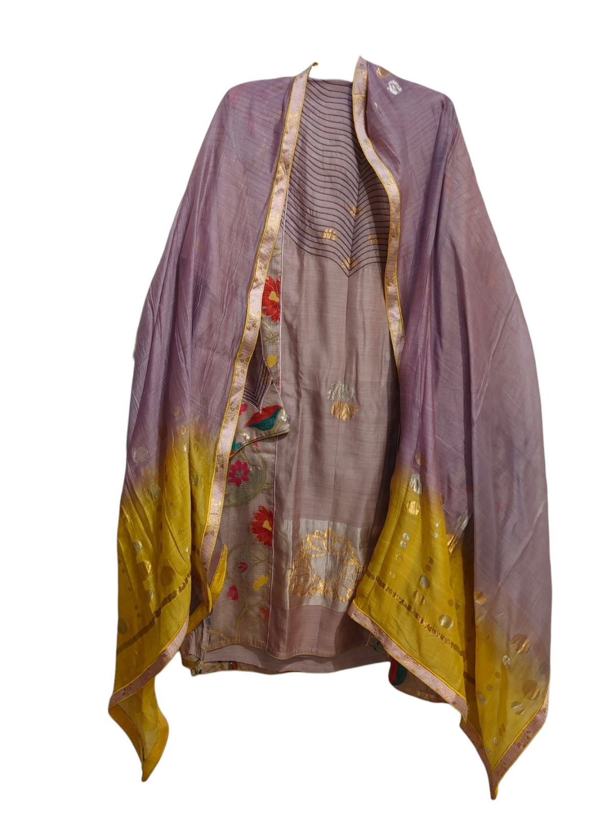 Semi Stitched Chanderi Formal Suitset