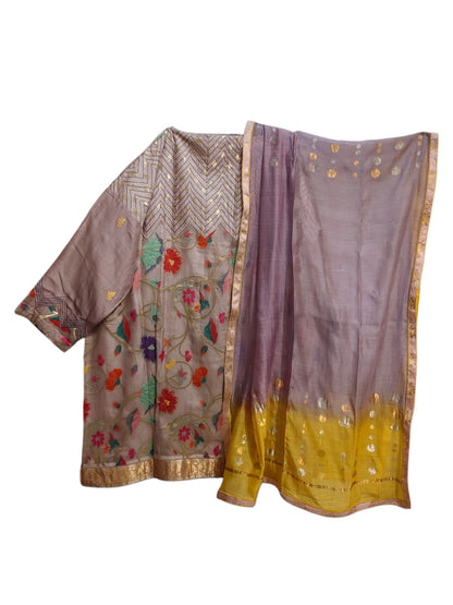 Semi Stitched Chanderi Formal Suitset