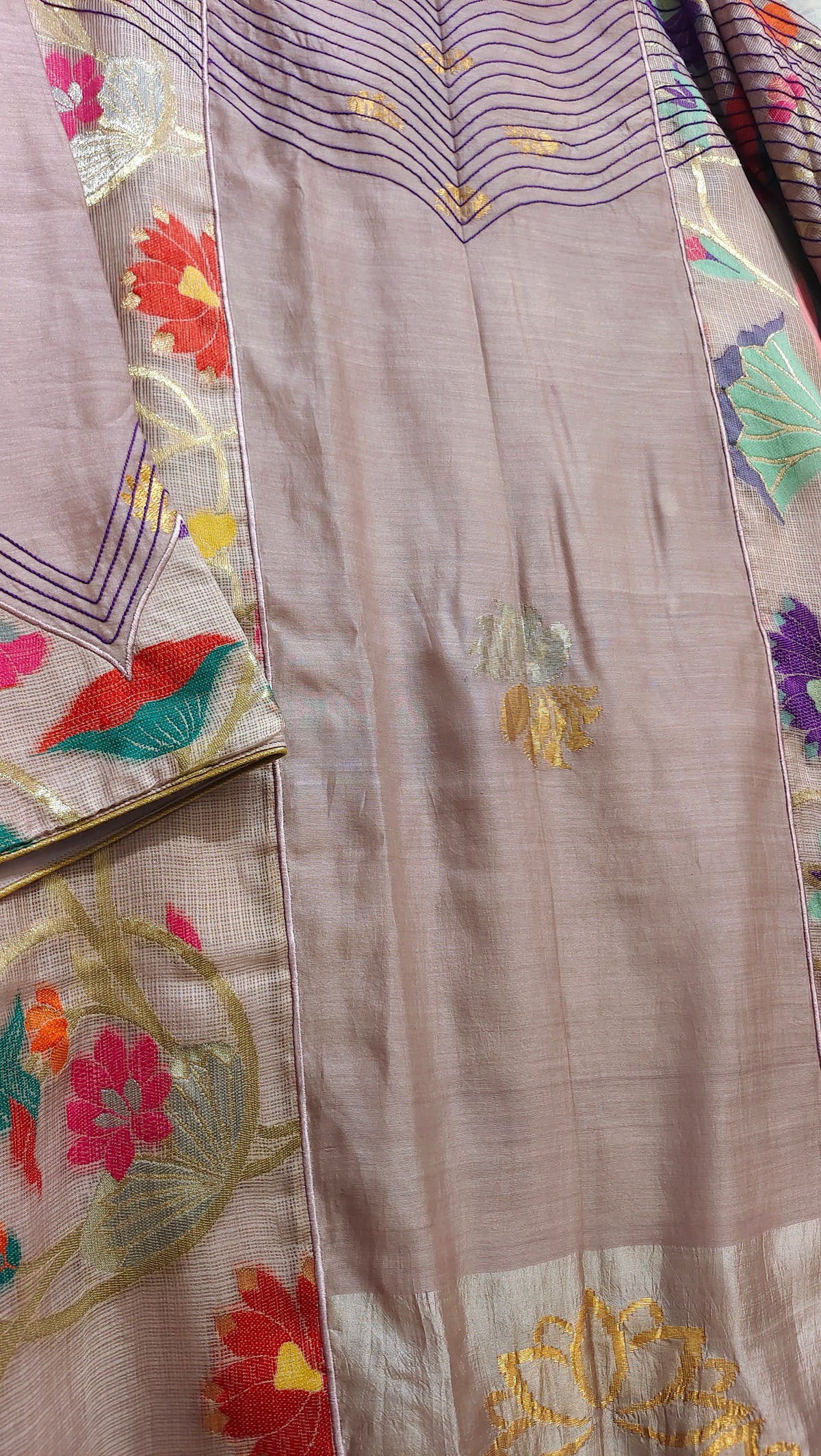 Semi Stitched Chanderi Formal Suitset