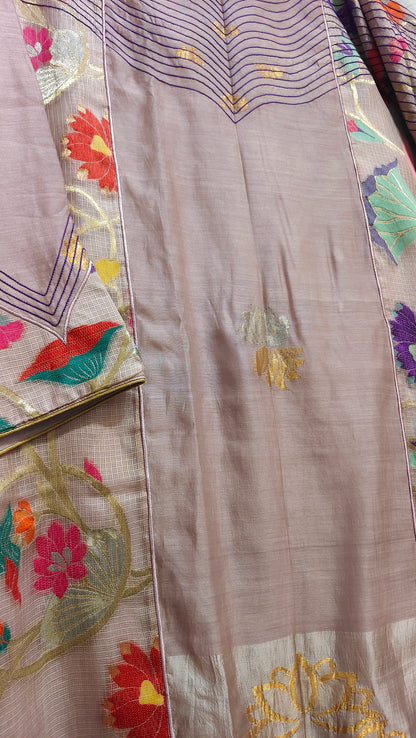 Semi Stitched Chanderi Formal Suitset