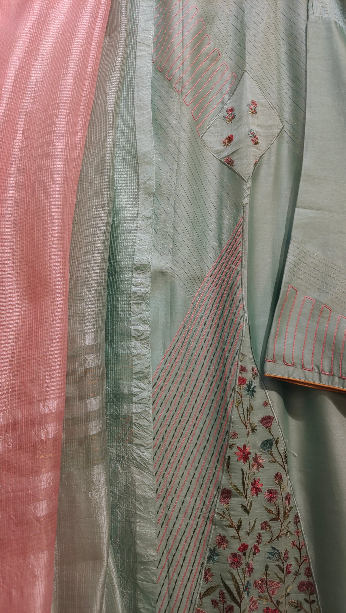 Semi Stitched Chanderi Formal Suitset