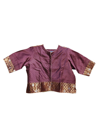 Formal Meher Fuchsia Gold Chanderi Midlength Jacket