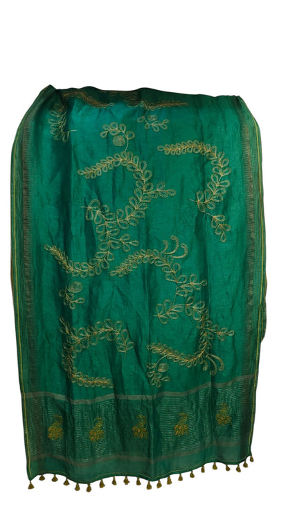 Formal silk linen embroidered Saree