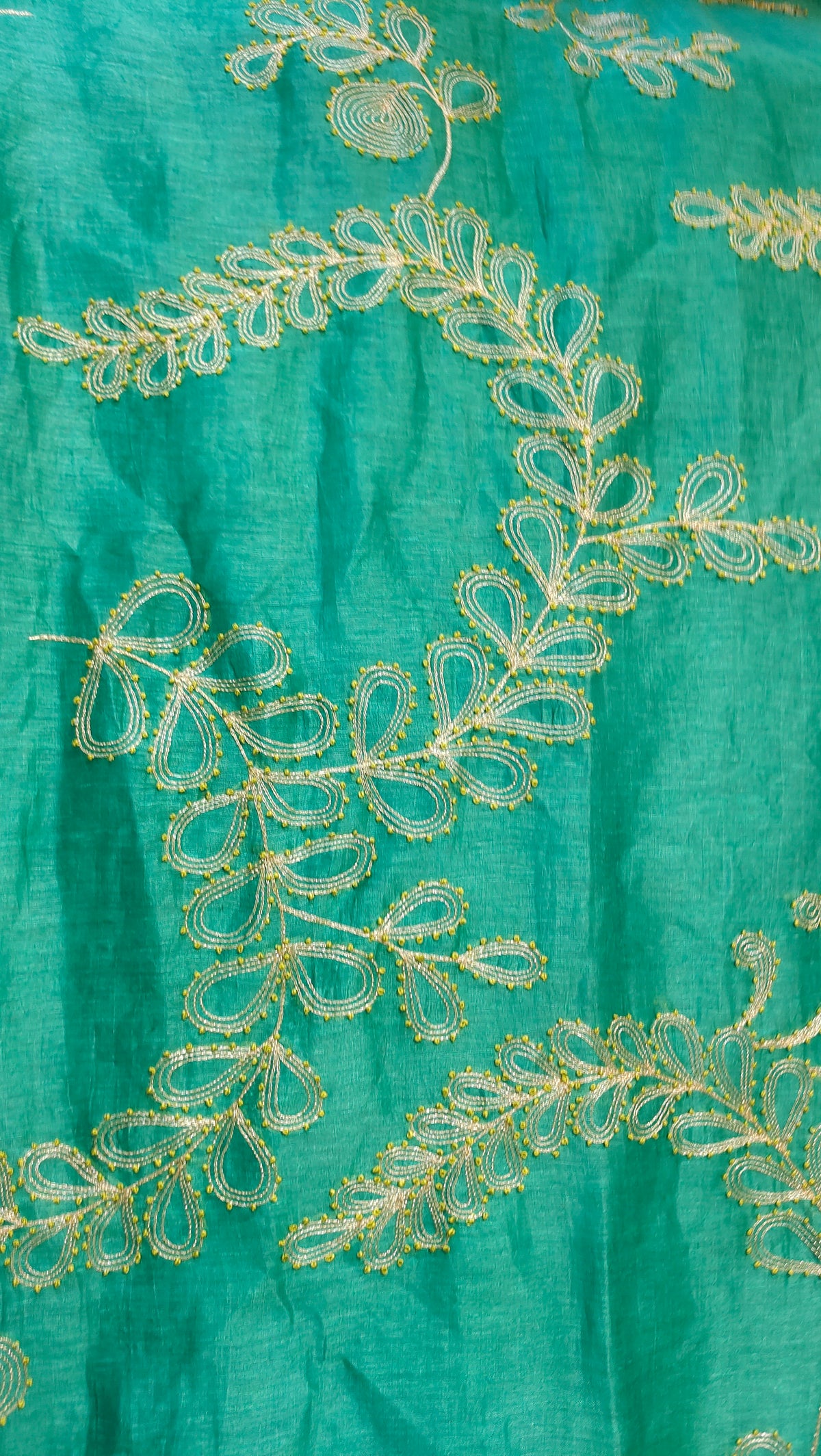Formal silk linen embroidered Saree