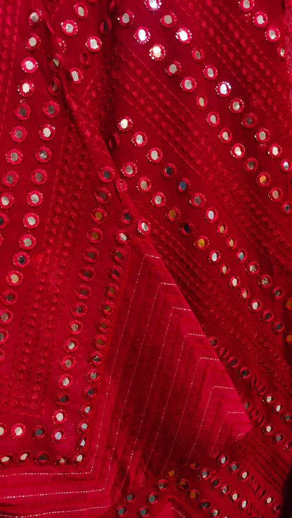 Formal Aaroh Vermilion Embellished Georgette Short Jacket