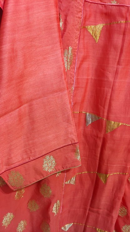 Semi Stitched Chanderi Formal Suitset