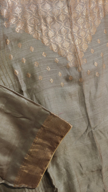 SemiStitched Chanderi Zari Woven Tunic