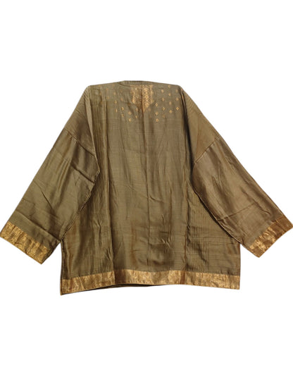 SemiStitched Chanderi Zari Woven Tunic