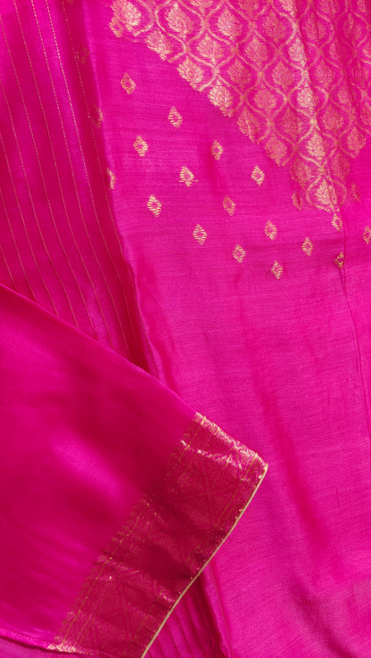SemiStitched Chanderi Zari Woven Tunic