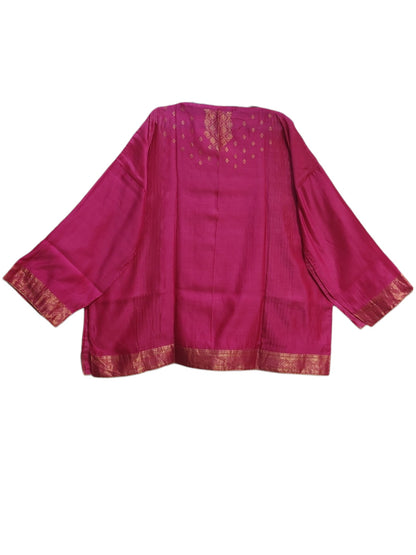 SemiStitched Chanderi Zari Woven Tunic
