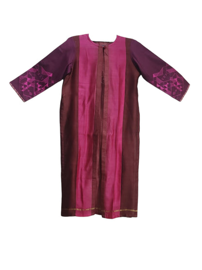 Stitched Chanderi Sleevesless Kurta With Jacket