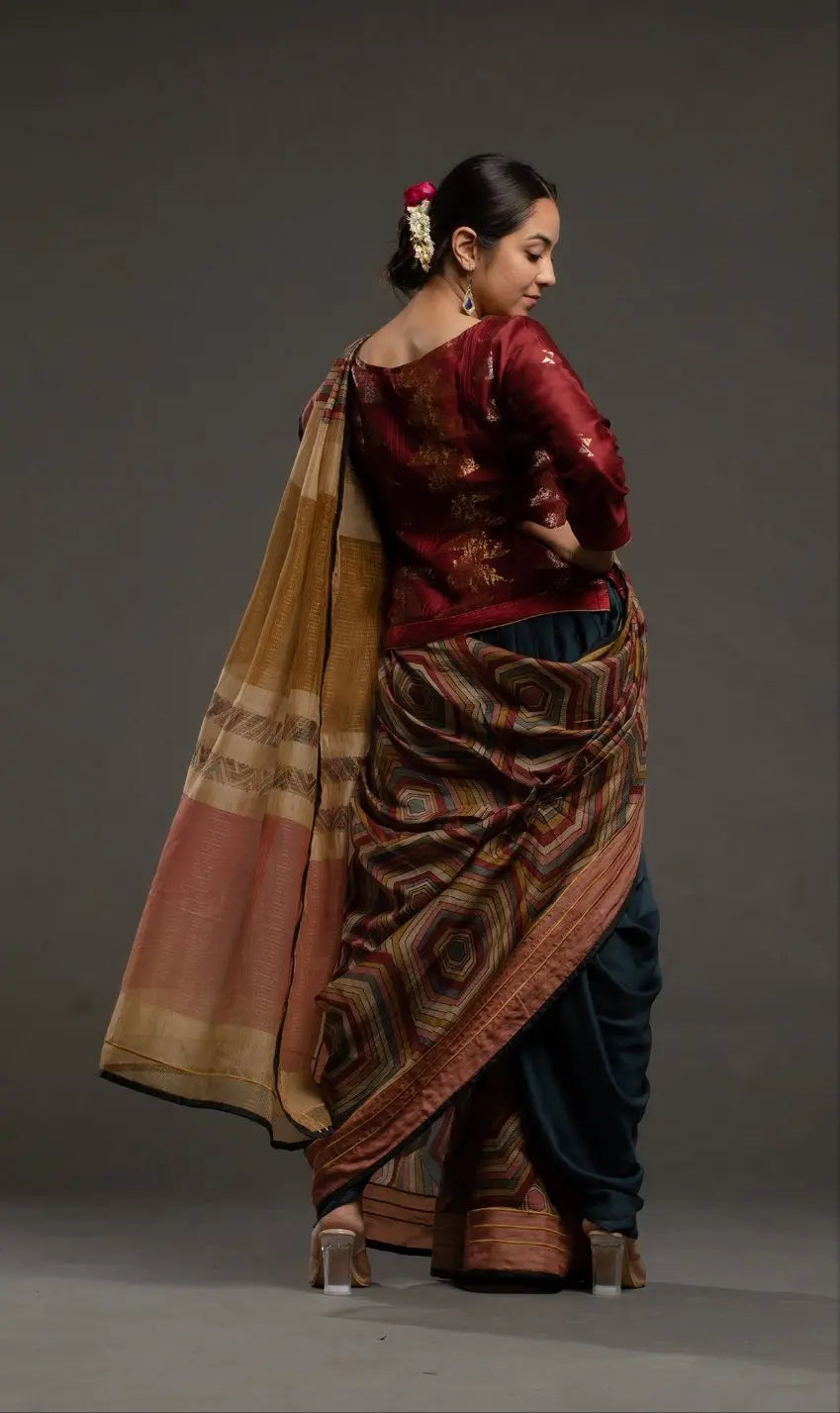 Kalamkari Silk Formal Saree (VKSRJUN144) - VISHAL KAPUR