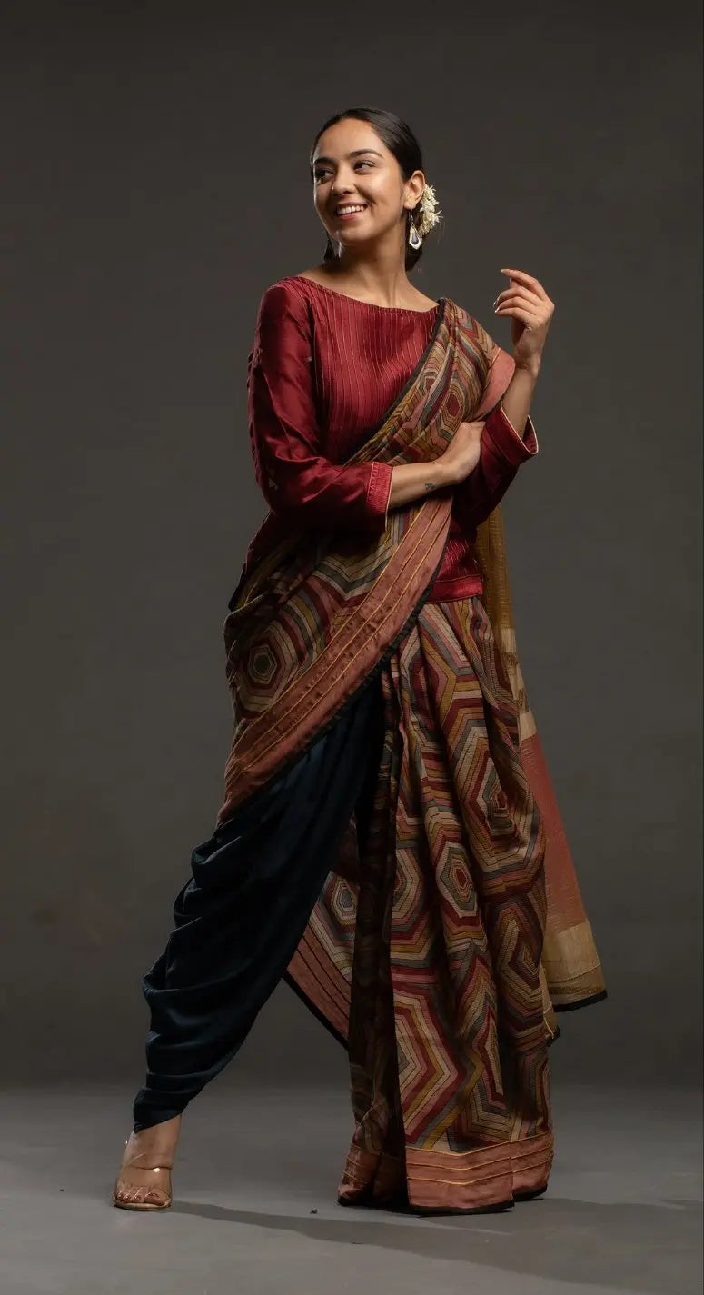 Kalamkari Silk Formal Saree (VKSRJUN144) - VISHAL KAPUR