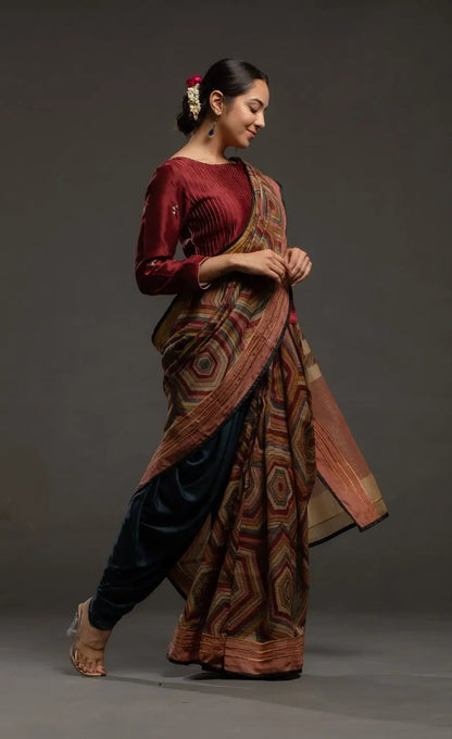 Kalamkari Silk Formal Saree (VKSRJUN144) - VISHAL KAPUR