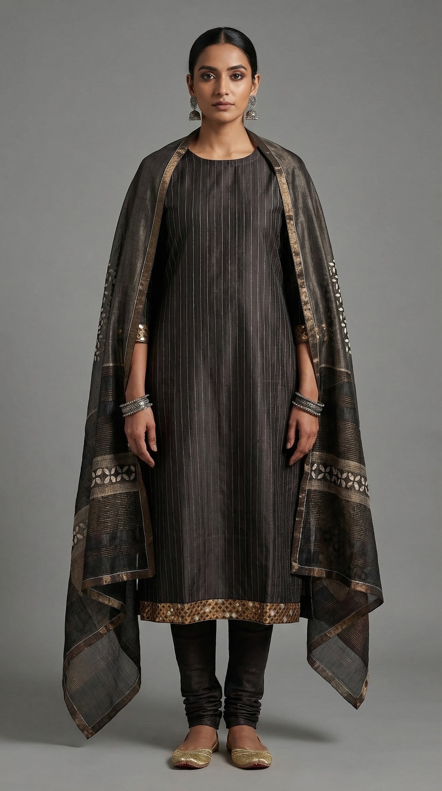 Semi Stitched Formal chanderi Suitset