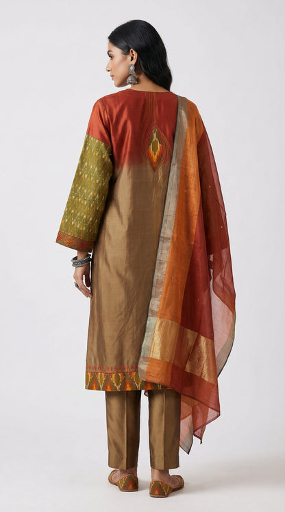 Semi Stitched Formal chanderi Suitset