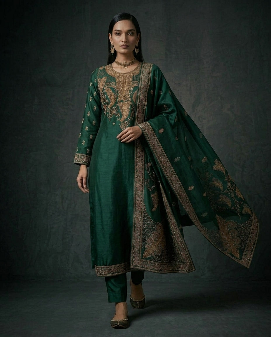Customised Chanderi Embroidered set