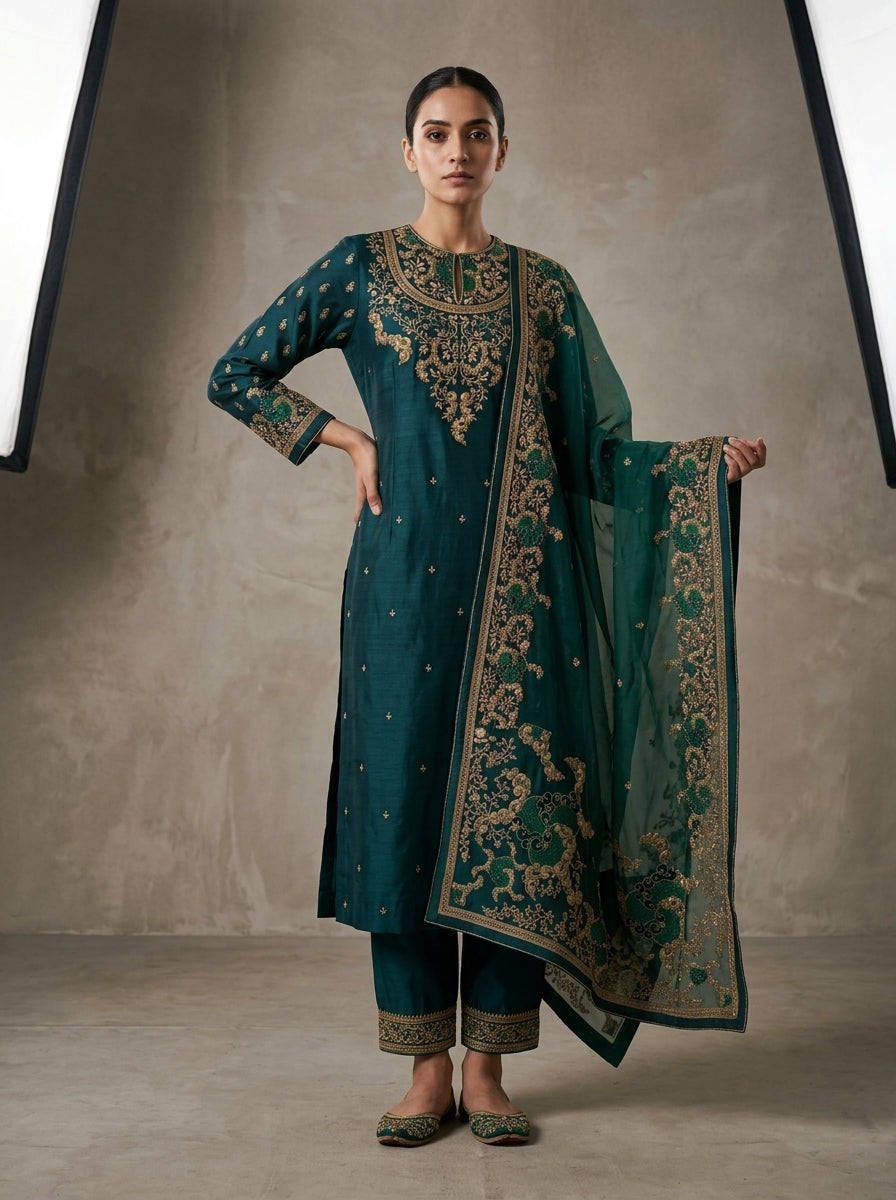 Customised Chanderi Embroidered set