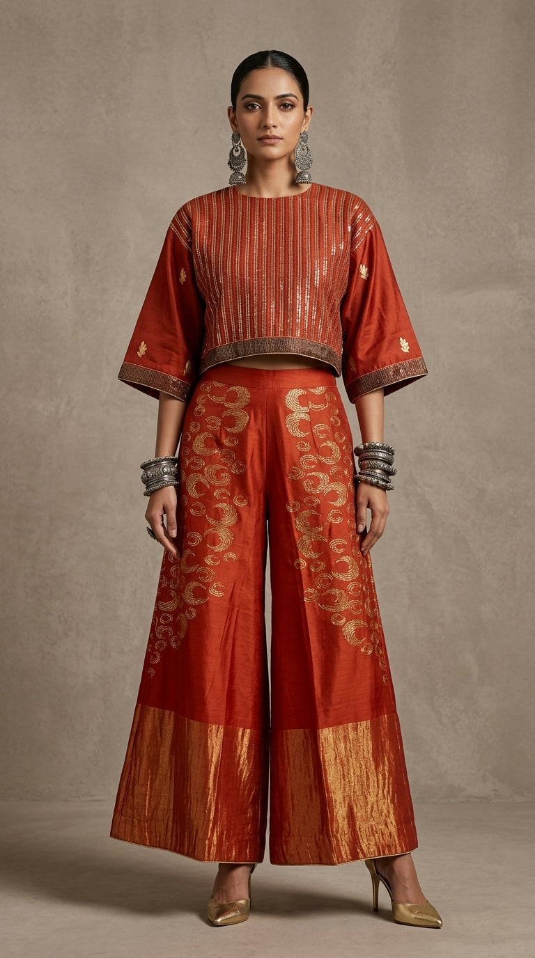 Indowestern chanderi formal coordset