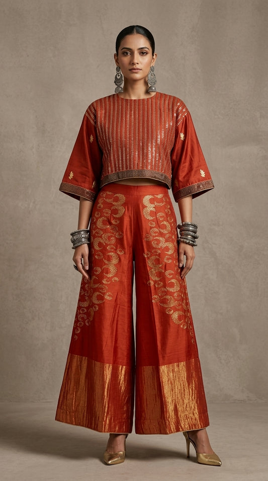 Indowestern chanderi formal coordset