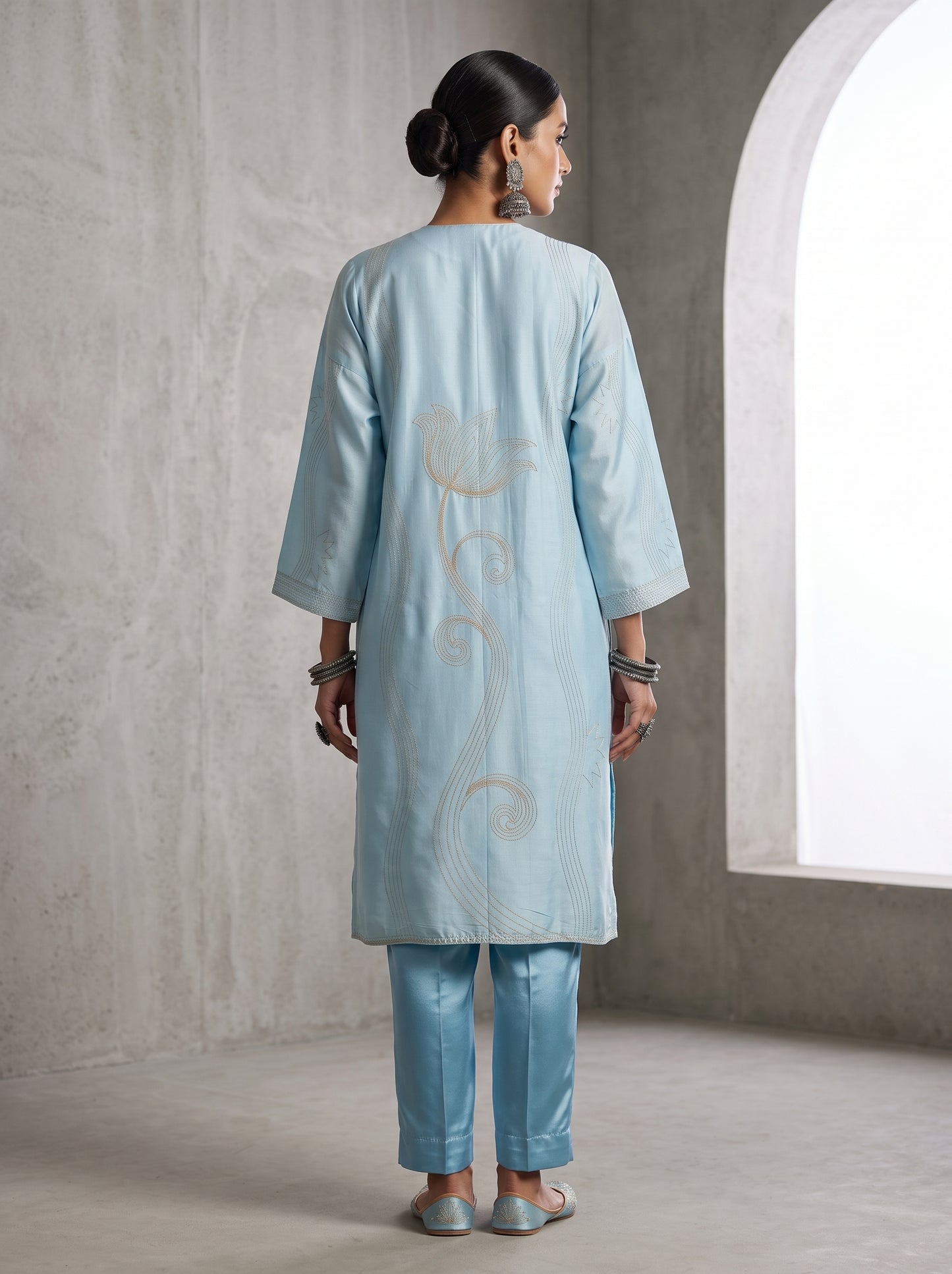 Semi Stitched Chanderi  Formal kurta