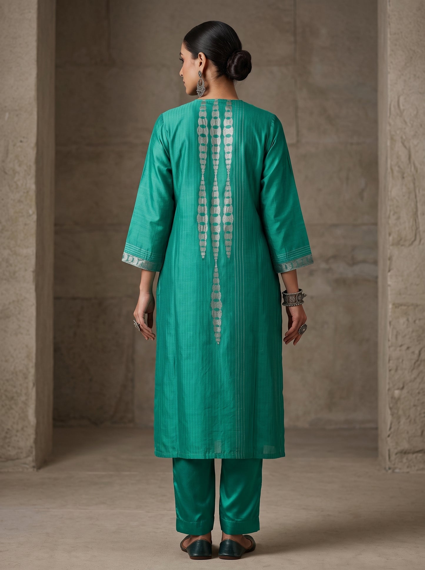 Semi Stitched Chanderi  Formal kurta