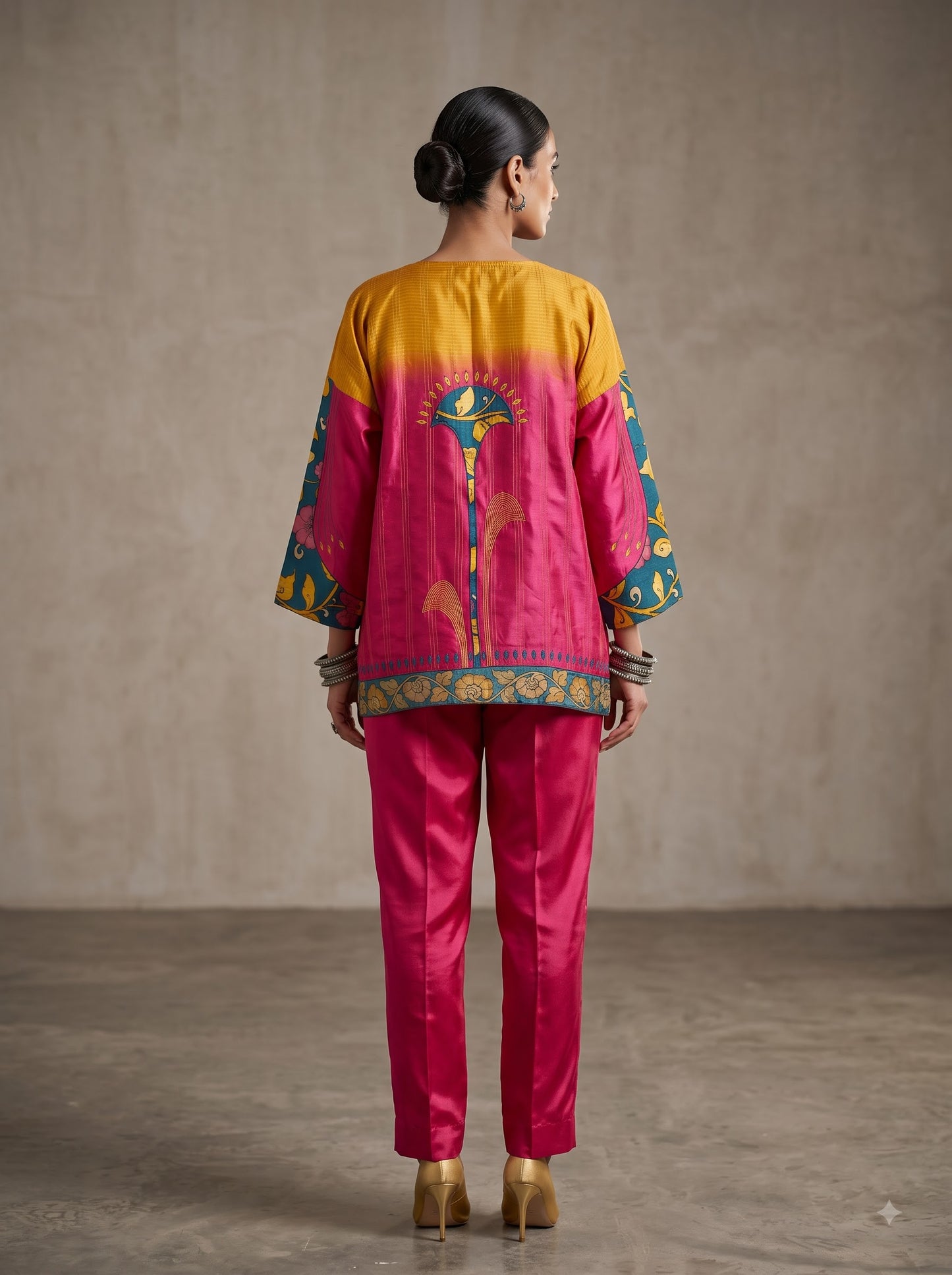 Semi Stitched Chanderi Kalamkari Short Tunic