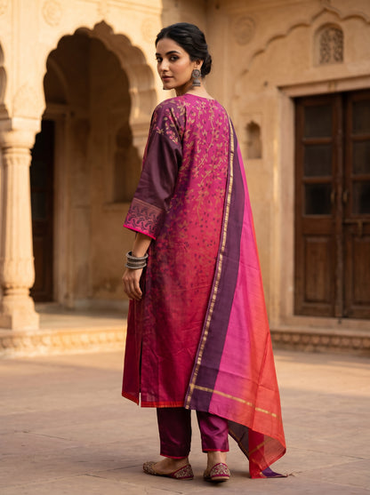 Semi Stitched Cotton Satin Casual Suitset