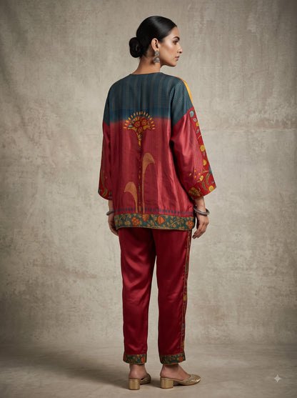 Semi Stitched Chanderi Kalamkari Short Tunic