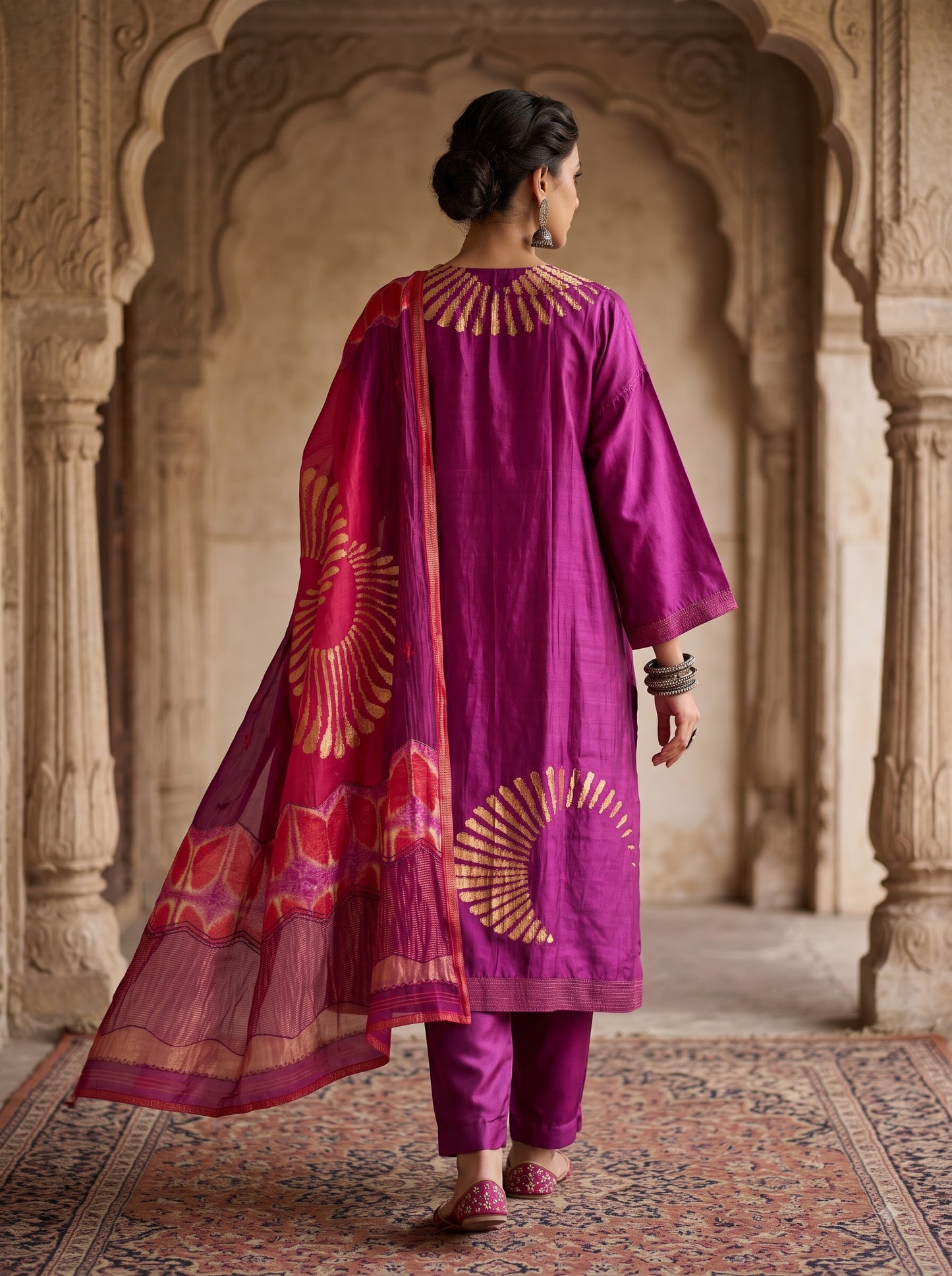Semi Stitched Chanderi Formal Suitset
