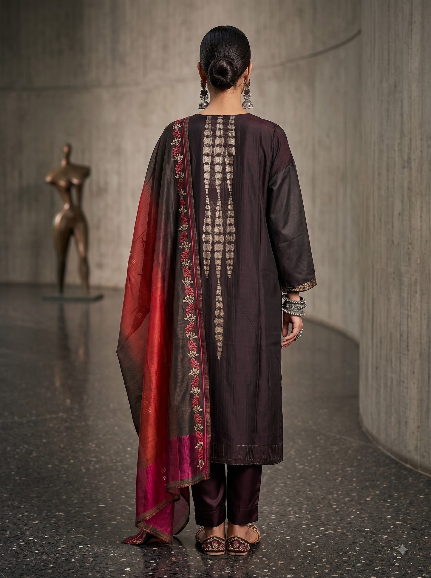 Semi Stitched Chanderi Formal Suitset